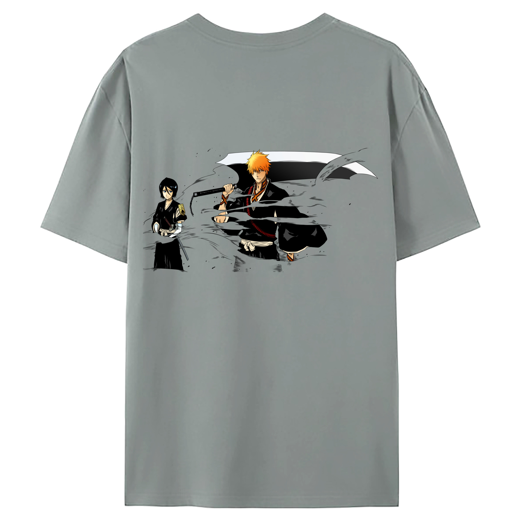 （画像用） ブリーチ 黒崎一護（くろさき いちご）BLEACH Kurosaki Ichigo 綿100％ メンズ半袖Tシャツ（バックプリント） 通気性